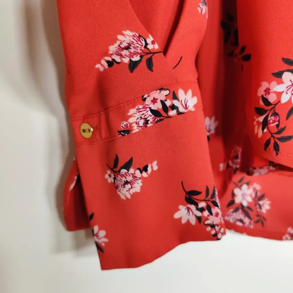 LOFT Ann Taylor Floral Blouse‎ Dusty Rose Romantic Cottagecore S